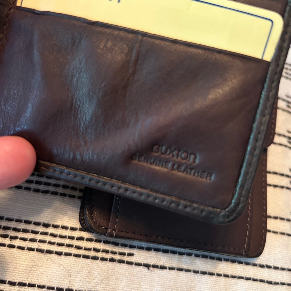 Buxton Dark Brown Leather coin billfold Card holder bundle - Picture 5 of 5